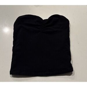 Aritzia TNA Chill Strapless Crop Top Size 2 XS Black Minimalist Tube Going Out